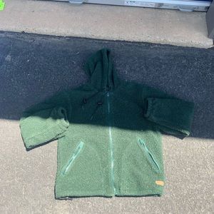 Woman’s Cabelas Fleece Green Zip Up Jacket With Hood Size M Reg